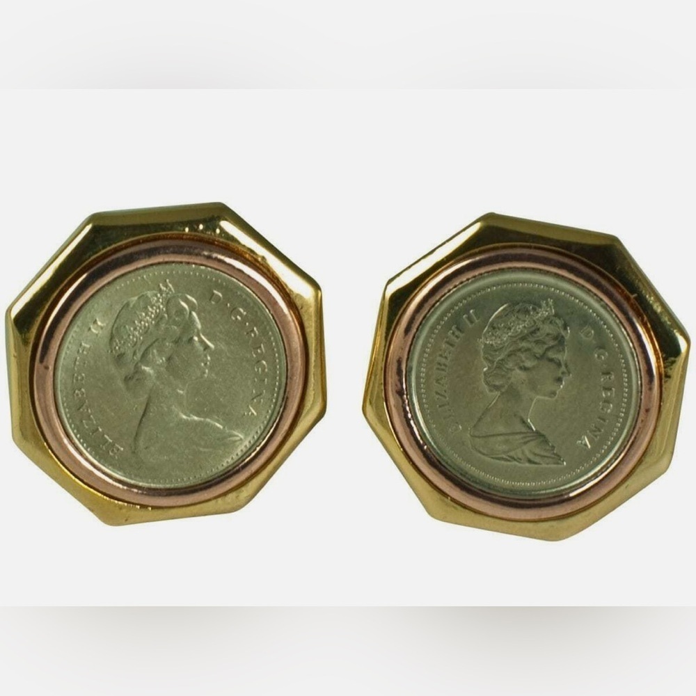 QUEEN ELIZABETH GENUINE COIN CLIP ON EARRINGS